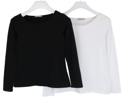 ANNA FIELD  T-Shirt Women's MEDIUM Petite Tricot Round Collar 2in1