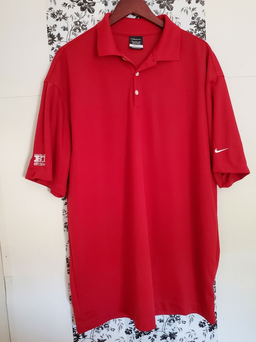 Nike Golf Men's XXL Red Short Sleeve Henry Brown Polo Shirt
