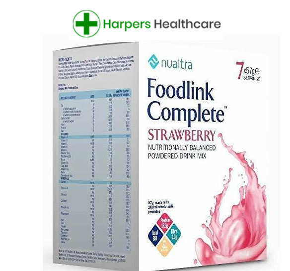 2 x Nualtra Foodlink Complete Powder Strawberry (7 x 57g) (2 boxes) nutrition