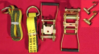 4 Axle Straps Car Trailer Hauler Ratchet Tie Down Strap Towing Tire Straps Set E - Foto 5