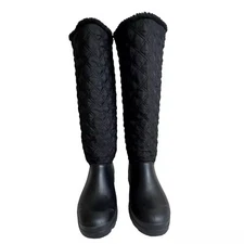 Dirty Laundry Pinnacle Black Quilted Tall Rain Snow Boots Women's 8 Waterproof