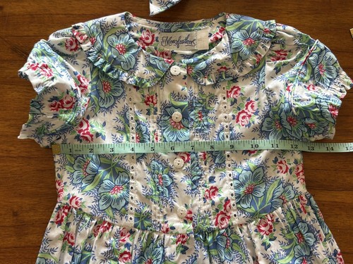 Vintage 90s MOUSEFEATHERS Floral Pleated Cottage Romper Jumpsuit Girls Size 6 - Picture 12 of 14