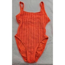 Vtg 80s Catalina Women's Size 10 Neon Orange One-piece Swimsuit