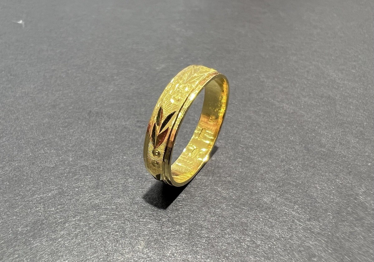 24K Yellow Gold Flat Shape Unisex Design Ring | eBay