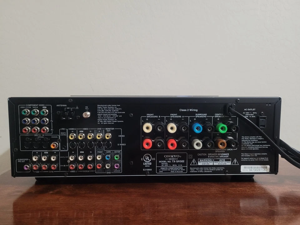 ONKYO TX-SR502  6.1ch 450w  Digital Receiver Amplifier -Audio/Video Surround - Image 3 of 4