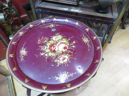 table basse gueridon en deux plateaux ronds en tole peinte epoque 1950 - Imagen 3 de 5