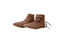 Medieval Leather Toggle boots pair Brown Leather Button up boot footwear pair