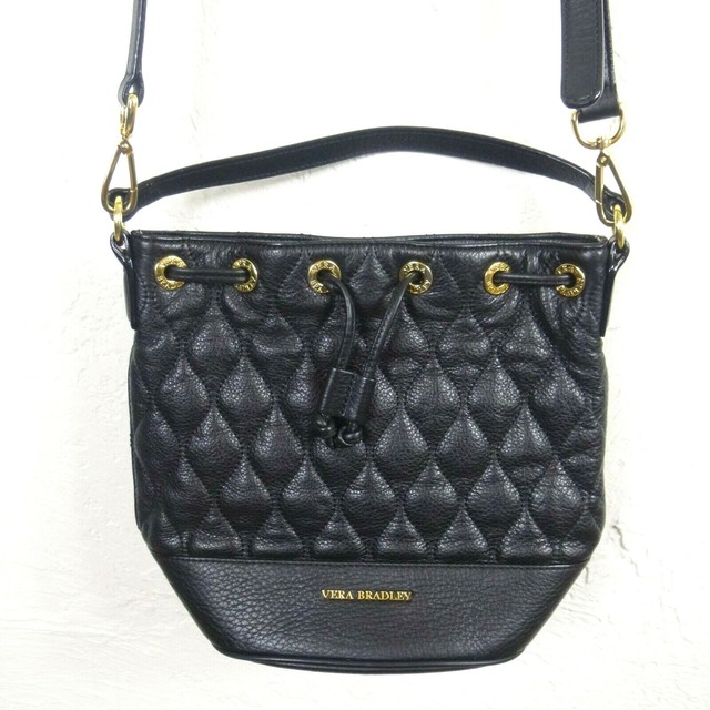 Vera Bradley Black Quilted Emerson Crossbody Bucket Handbag Purse eBay