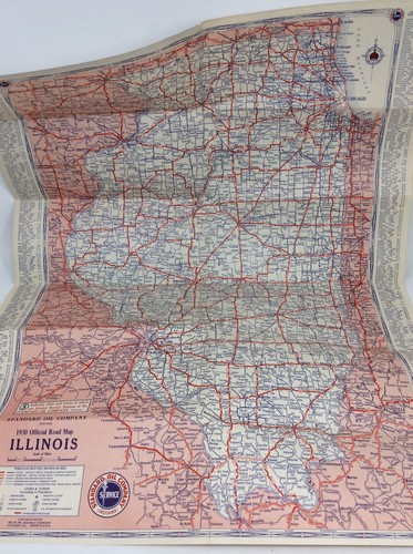 Antique Vintage 1930 Illinois Road Map Standard Oil Company - Picture 4 of 4