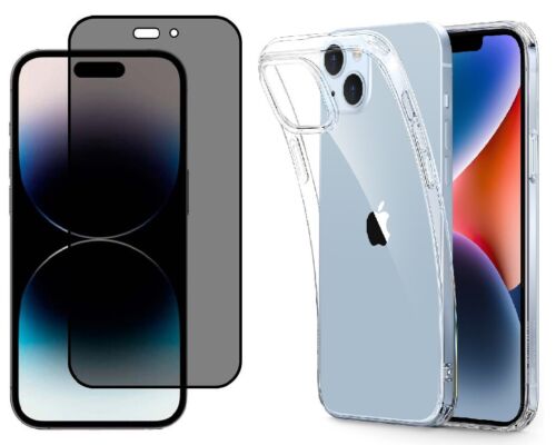 Coque Etui TPU + Verre Trempé Anti Espion pour iPhone 16e 15 14 Pro Plus Pro Max - Photo 6 sur 6