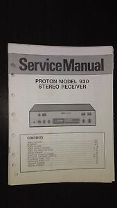 Proton 930 service manual repair schematic original book stereo