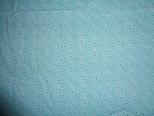Handcrafted cotton crib sheet/aqua/small circle white flowers