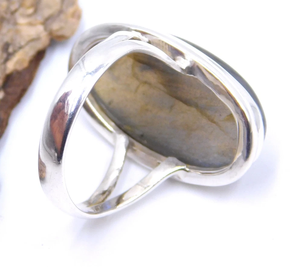Natural Labradorite Cab Gemstone Ring 925 Sterling Silver Jewelry Handmade Ring - Image 4 of 4