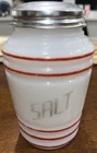 Vtg Hazel Atlas Milk Glass Beehive Red Salt Shaker Approx 4 1/2" Tall