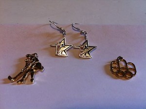 Authentic 1 Pair Sterling Silver Field Hockey Futures Earrings, 2 Gold Plated Pendants