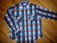 NEW OLD STOCK EDGEWOOD FLANNEL SHIRT Red White Blue USA Plaid Grunge LARGE