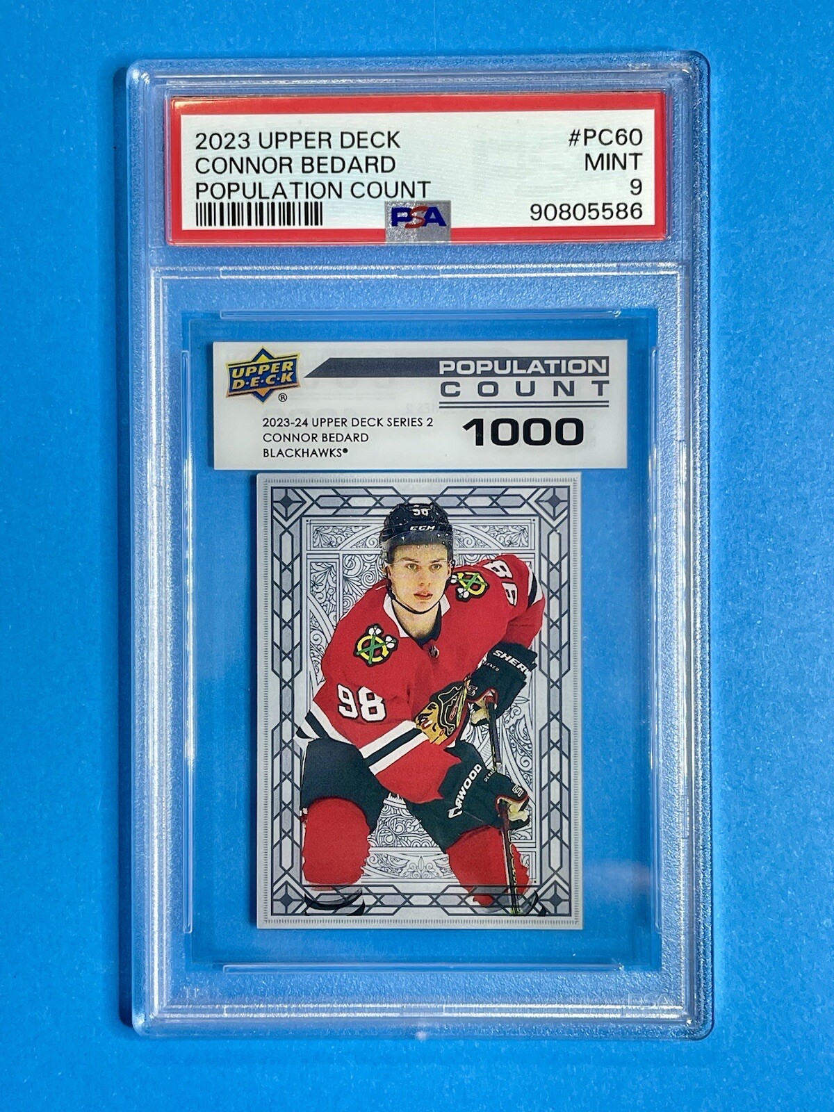 2023-24  Connor Bedard Upper Deck Population Count 1000 PC-60 PSA 9 MINT rookie