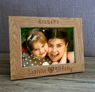 Bilderrahmen Schwestern Liebe Geschwister personalisiert Gravur Holz 5x7 Geschenk Andenken
