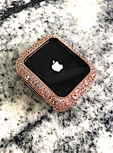 Apple Watch Bisel Serie 2,3,4,6,SE 38 +40 mm Oro Rosa Circonio Estuche Cubierta Bling - Imagen 7 de 12