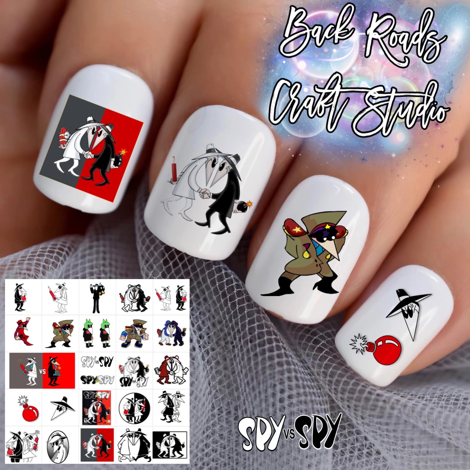 Spy Vs Spy Waterslide Nail Decals Set Of 50 Instructions & Bonus