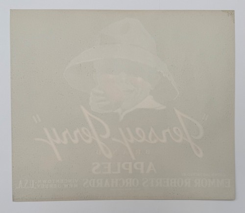 Jersey Jerry Brand Apples Original Vintage 1940s 9 x 10.5 Label, Vincentown, NJ - Picture 3 of 3