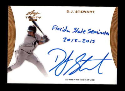 D.J. STEWART 2015 LEAF TRINITY ROOKIE INSCRIBED AUTOGRAPH AUTO RC BF3928