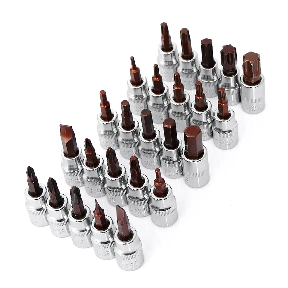 Impact Torx,Hex,Cross,Slot,Pozi Bit 3/8" Drive Socket Ratchet Screwdriver Bits - Image 3 of 4