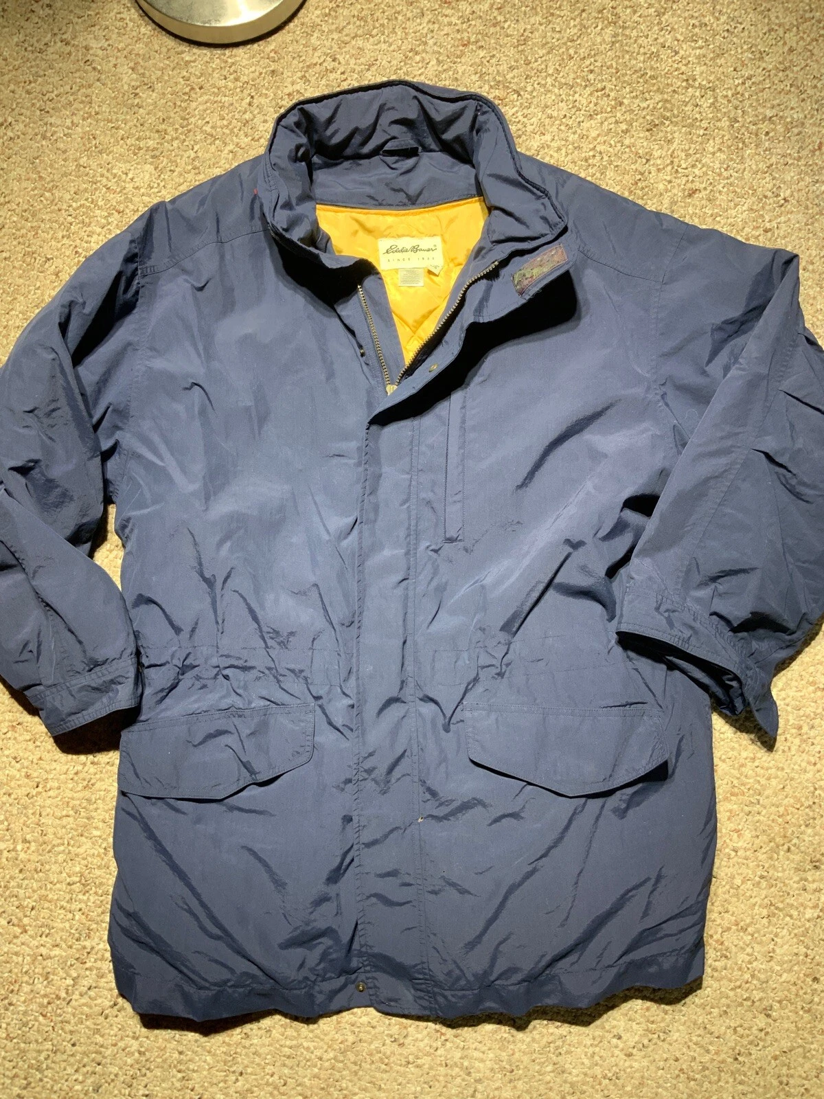 Vintage Eddie Bauer Men’s Large Jacket Winter Blue Chore Field Down Filled Liner