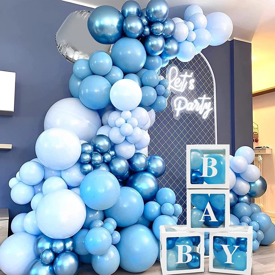 Globos de baby shower arco niño niña rosa azul guirnalda revelación de género fiesta BALONES Foto 2 de 4