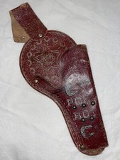 RARE Vintage 1960  s PONY BOY kids toy Genuine leather holster brass Western