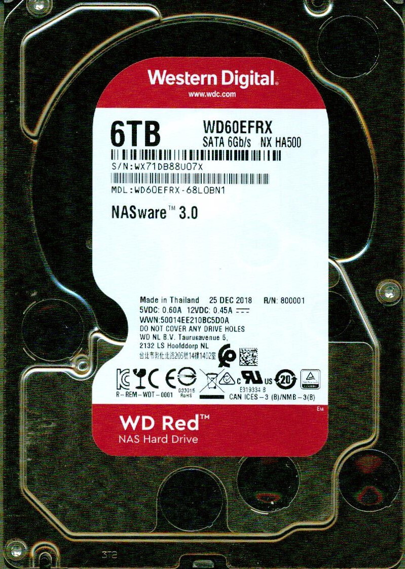 WD60EFRX-68L0BN1, WESTERN DIGITAL SATA 6TB DEC 2018 WX71 | eBay