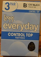 2 BOXES 3 Pair Each 6 Pair  Leggs Everyday CTRL Top SZ B Pantyhose Off Black