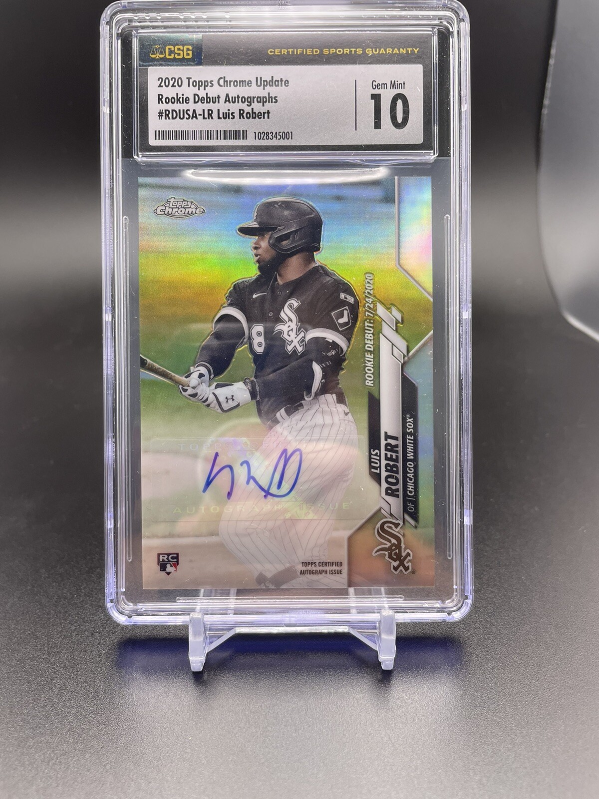 2020 Topps Chrome Update Luis Robert Debut Refractor Rookie RC Auto CSG10.