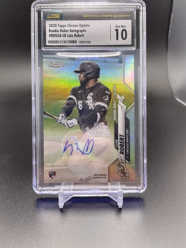 2020 Topps Chrome Update Luis Robert Debut Refractor Rookie RC Auto CSG10.