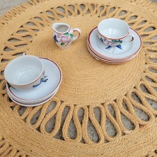2 Vintage Miniature Porcelain Partial Tea Sets Made in Japan Floral CUPS SAUCERS