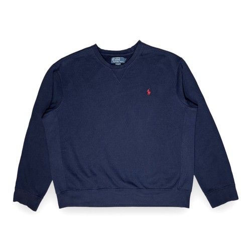 VTG Original Polo Ralph Lauren Fleece Sweatshirt Mens XL in Navy Blue EVC RARE