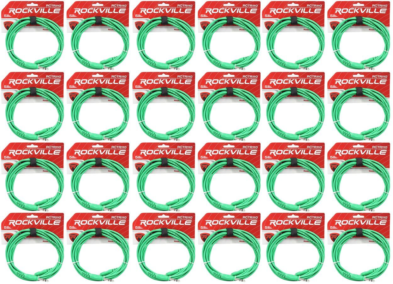 24 Кабель Rockville RCTR110G Green 10 1/4 TRS-1/4 TRS из 100% меди