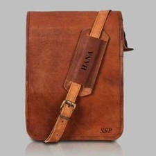 19" Men's Genuine Solid Durable Leather Messenger Laptop Briefcase Satchel Bag