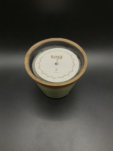 citronella garden candle tag 7oz fractured ceramic green teal yellow 3.15 Diam. - Picture 10 of 27