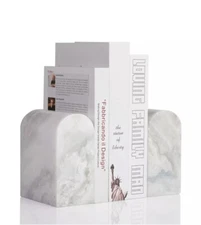 Natural Luxury African Marble Koville Bookends for Shelves Non-Skid Book Ends 