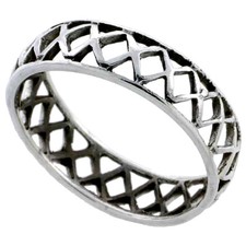 Sterling Silver Crisscross Cut-out Wedding Band Ring