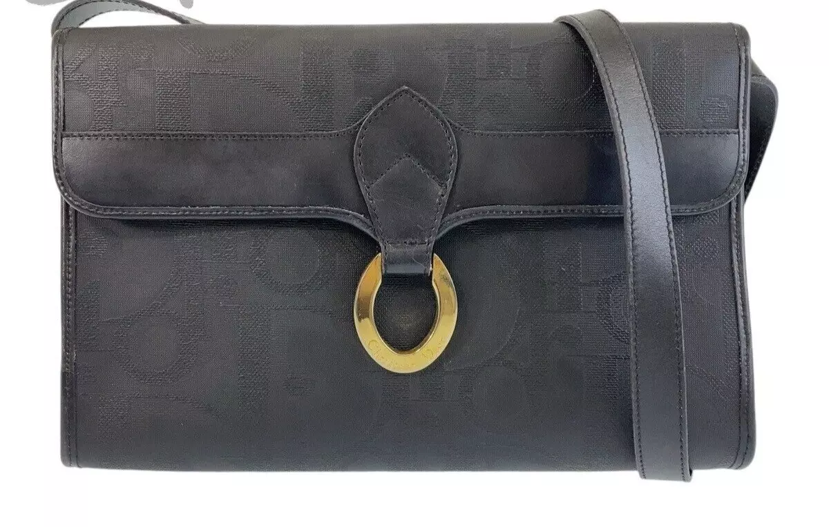Sac bandoulière Christian Dior Trotter cuir noir PVC bandoulière