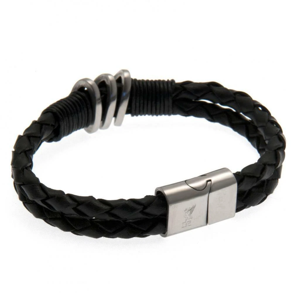 Leather Bracelet Liverpool FC with Stainless Steel Clasp 21cm