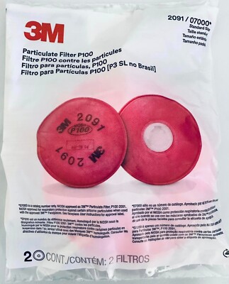 3M 2091 Filter For 6100 6200 6300 7501 7502 7503 6800 6900 1 Pair Exp 08/2030