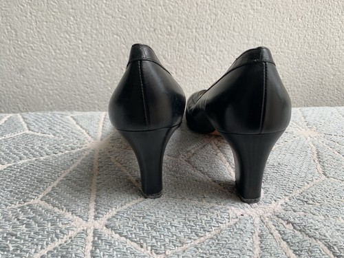 SALVATORE FERRAGAMO Vera Heels Pumps Size 7 .5 B US Crocco Black Made In Italy - Picture 11 of 14