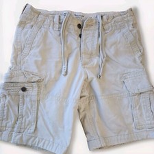 VTG Y2K Abercrombie Fitch Cargo Shorts 90s 32 Tan Beige Button Fly Drawstring