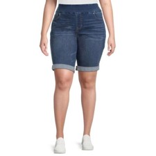 Terra & Sky Women's Shorts Bermuda New Fitted Plus Size 2X 20W 22W Pull On Denim