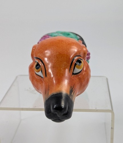 Antique Royal Staffordshire Porcelain Fox Head Stirrup Cup, 19th Century - Picture 2 of 12