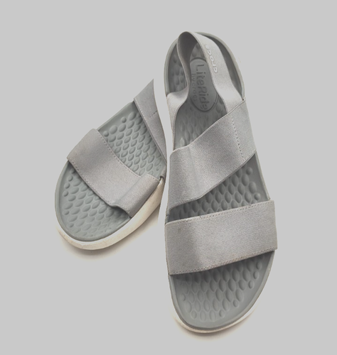 Crocs LiteRide Stretch Strappy Sandals Light Gray Womens Size 8 Lightweight