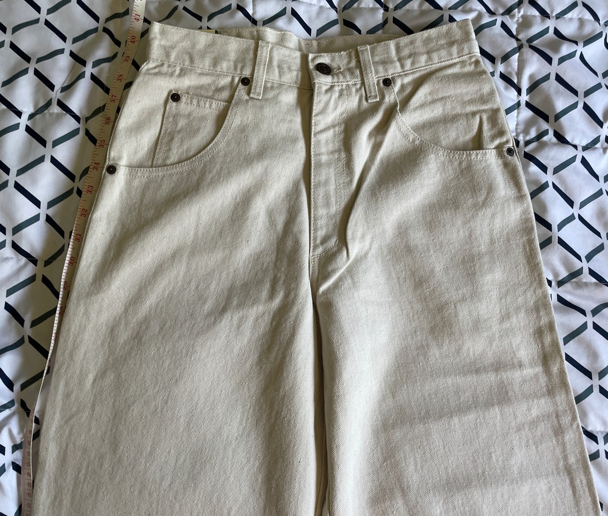 Vintage Solo Semore Jeans Size 28 Mens Biege Baggy Wide Leg Vintage Solo Semore Jeans Size 28 Mens Biege Baggy Wide Leg